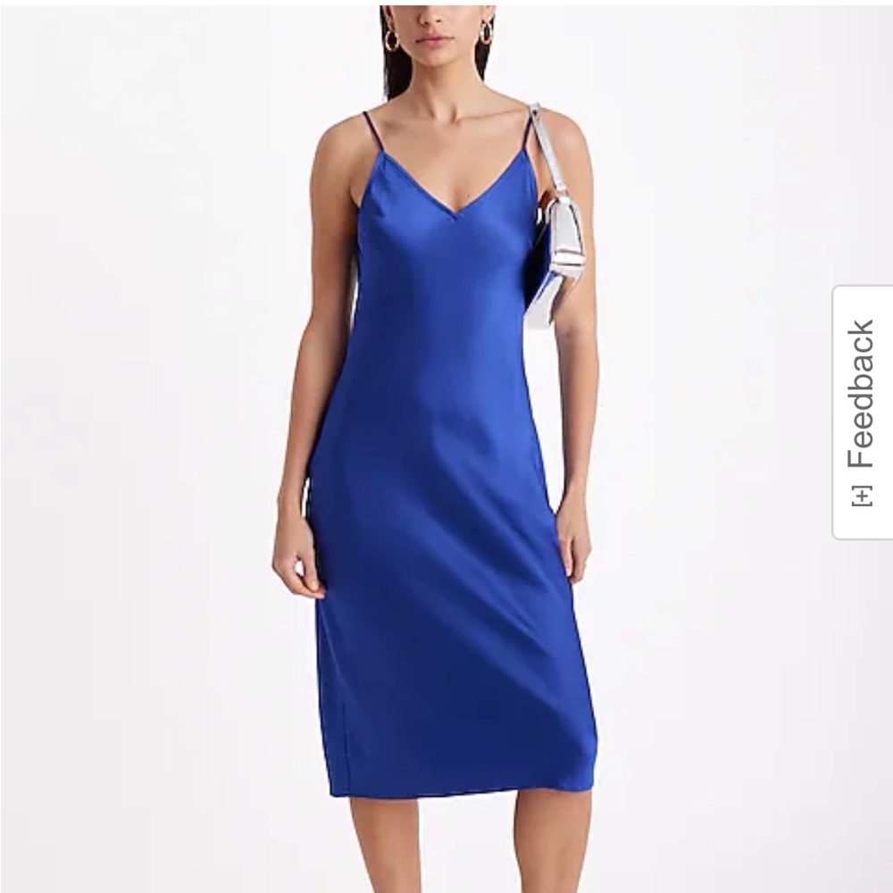 Express satin midi slip dress in cobalt blue, NWT size XS